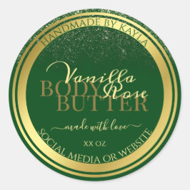 Edle Produktverpackungsetiketten Dunkelgrün und Go Runder Aufkleber