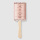 Edle Rose Gold Glitzer Hochzeitsprogramm Fächer (Rückseite)