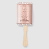 Edle Rose Gold Glitzer Hochzeitsprogramm Fächer (Vorderseite)