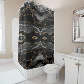 Edle schwarze graue goldene Marmor Kristall Geode Duschvorhang (Beispiel)