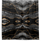 Edle schwarze graue goldene Marmor Kristall Geode Duschvorhang (Vorderseite)