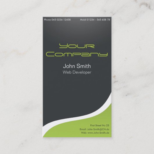 Edle Visitenkarte Web Developer, Grafikdesigner (Vorderseite)