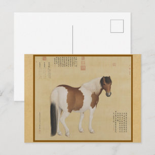 Edler gefleckter Hengst - Traditioneller Seidendru Postkarte