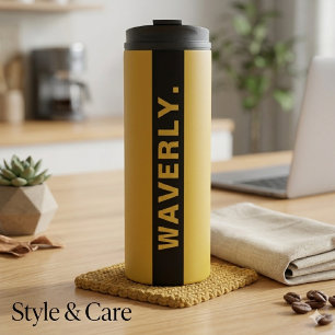 Edler Metall-Gold-Wärmecup mit individuellem Namen Thermosbecher