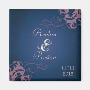 Edler rosa Rolle-Blau-Save the Date Magnet