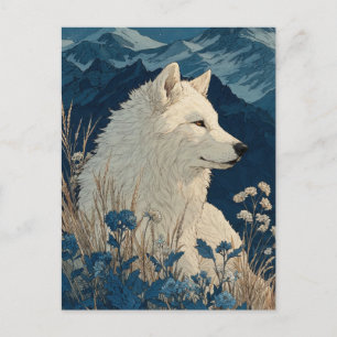 Edler Weißer Wolf im Mitternachts-Gebirgszug Postkarte