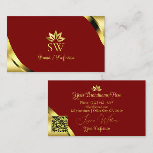 Edles Gold an den Ecken mit Monogramm-QR-Code Visitenkarte