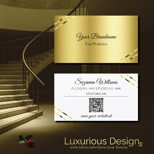 Edles Gold mit schimmernden Linien und QR-Code Ele Visitenkarte