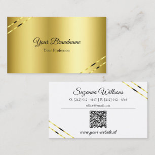 Edles Gold mit schimmernden Linien und QR-Code Ele Visitenkarte