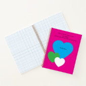 Edles rosa Notizbuch mit Herzen (Innenseite)