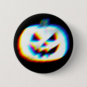 EDM Glitchy White Pumpkin Button