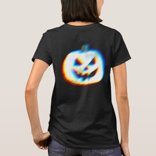 EDM Glitchy White Pumpkin Front & Back T-Shirt (Rückseite)