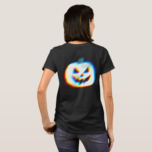 EDM Glitchy White Pumpkin Front & Back T-Shirt (Schwarz voll)