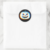 EDM Glitchy White Pumpkin Runder Aufkleber (Tasche)