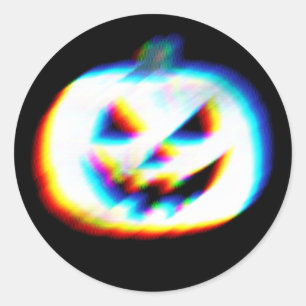 EDM Glitchy White Pumpkin Runder Aufkleber