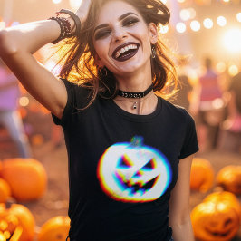 EDM Glitchy White Pumpkin T-Shirt