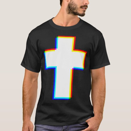 Edm Kreuz Glitch Christlich T-Shirt (Vorderseite)