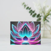 EDM Neon Laser Lights Lotus Blume Erleuchtung Postkarte (Stehend Vorderseite)