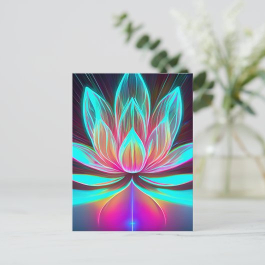 EDM Neon Laser Lights Lotus Blume Erwachen Postkarte (Stehend Vorderseite)