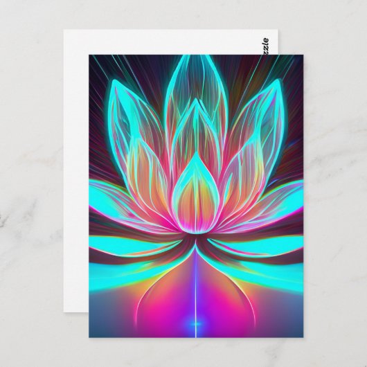 EDM Neon Laser Lights Lotus Blume Erwachen Postkarte (Vorne/Hinten)