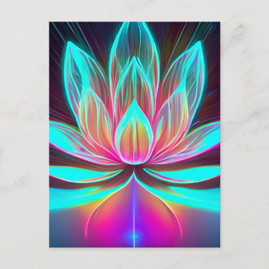 EDM Neon Laser Lights Lotus Blume Erwachen Postkarte (Vorderseite)
