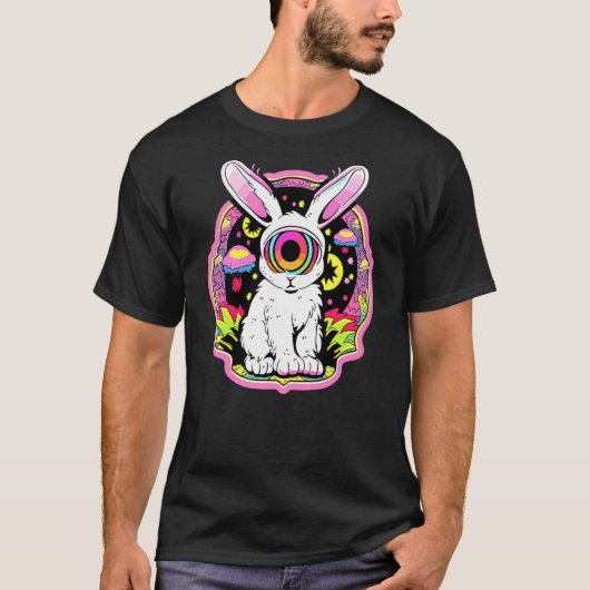 EDM Rave Psychedelic Rabbit Mushroom Art Trippy Pa T-Shirt (Vorderseite)