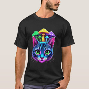 EDM Rave Trippy Cat Mushroom Psychedelic Festival T-Shirt