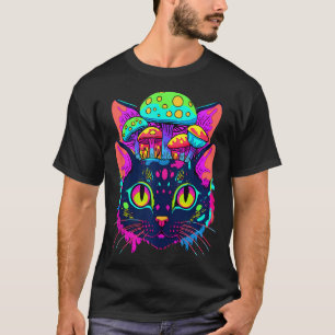Edm Rave Trippy Cat Mushroom Psychedelic Festival T-Shirt