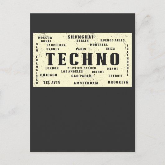 EDM Techno Untergrund International Rave Cities Postkarte (Vorderseite)