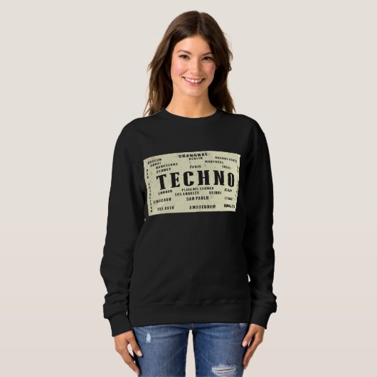 EDM Techno Untergrund-internationale Rave-Städte Sweatshirt (Vorne ganz)