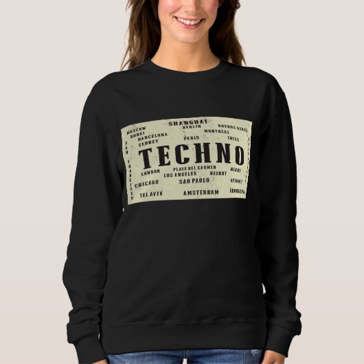EDM Techno Untergrund-internationale Rave-Städte Sweatshirt (Vorderseite)