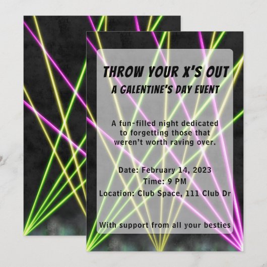 EDM Themengalentinen Einladung (Vorne/Hinten)