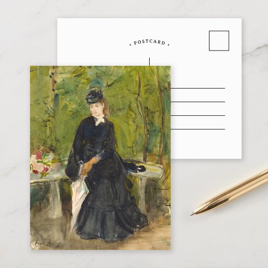 Edma sitzt im Park | Berthe Morisot Postkarte