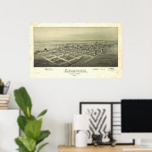 Edmond Oklahoma 1891 Antique Panoramabalkarte Poster (Heimbüro)