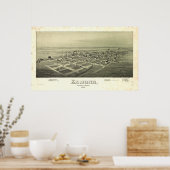 Edmond Oklahoma 1891 Antique Panoramabalkarte Poster (Küche)