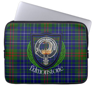 Edmonstone schottischer Clan-Tartan und -Wappen Laptopschutzhülle