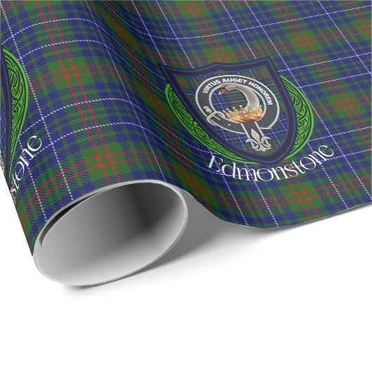 Edmonstone Scottish Clan Tartan & Crest Geschenkpapier (Rolleneckpunkt)