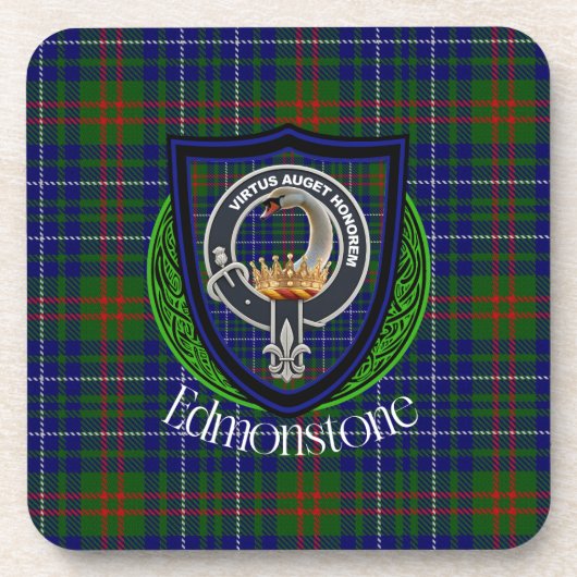 Edmonstone Scottish Clan Tartan & Crest Getränkeuntersetzer (Vorderseite)