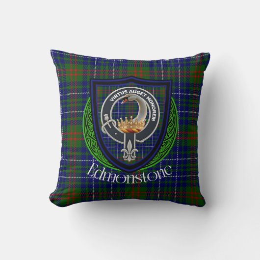 Edmonstone Scottish Clan Tartan & Crest Kissen (Vorderseite)