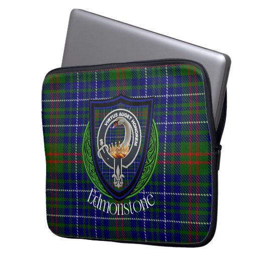 Edmonstone Scottish Clan Tartan & Crest Laptopschutzhülle (Vorderseite Links)