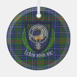 Edmonstone Scottish Clan Tartan & Crest Ornament Aus Glas
