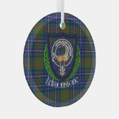 Edmonstone Scottish Clan Tartan & Crest Ornament Aus Glas (Vorderseite Rechts)