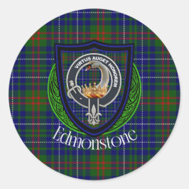 Edmonstone Scottish Clan Tartan & Crest Runder Aufkleber