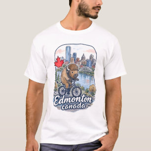 Edmonton Alberta Radfahren Süßer Bison T-Shirt