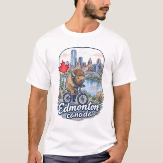 Edmonton Alberta Radfahren Süßer Bison T-Shirt