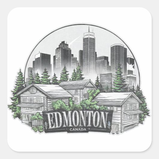 Edmonton City Canada Quadratischer Aufkleber (Vorderseite)