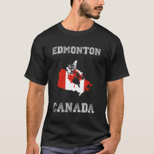 Edmonton Kanada Vintage Kanada Flagge Karten Desig T-Shirt