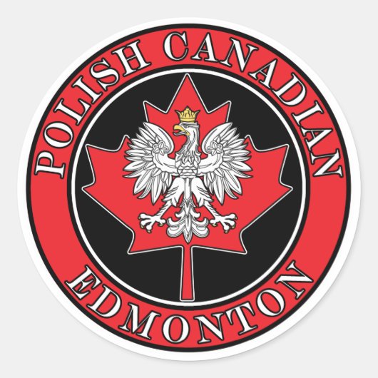 Edmonton Round Polish Canadian Leaf Runder Aufkleber (Vorderseite)