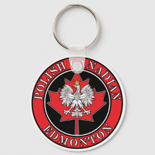 Edmonton Round Polish Canadian Leaf Schlüsselanhänger