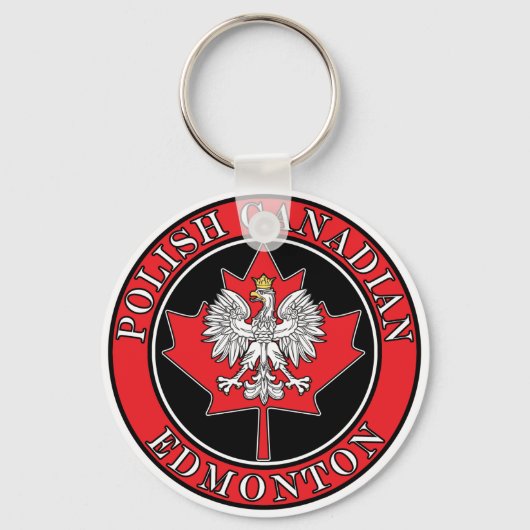 Edmonton Round Polish Canadian Leaf Schlüsselanhänger (Vorderseite)